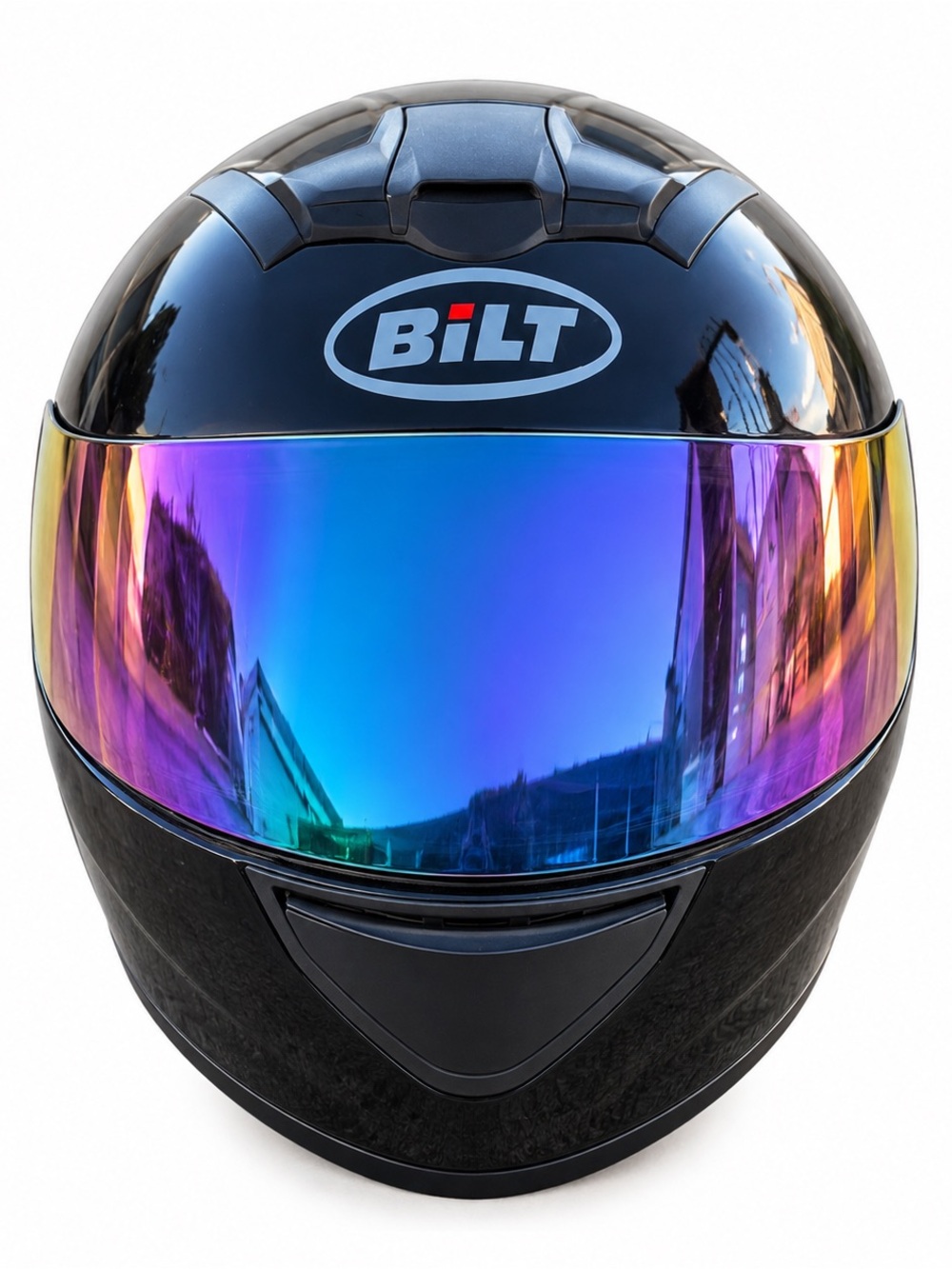 BILT Full-Face Motorcycle Helmet with Iridescent Visor